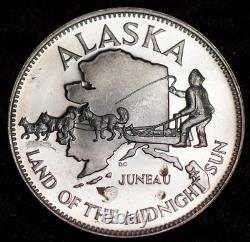 1969 ALASKA Juneau Dog Sledding sled Franklin Mint 925 Silver round C5812