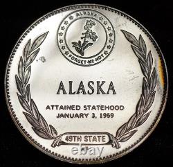 1969 ALASKA Juneau Dog Sledding sled Franklin Mint 925 Silver round C5812