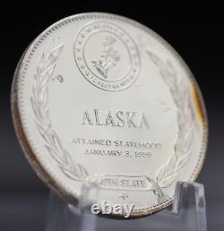 1969 ALASKA Juneau Dog Sledding sled Franklin Mint 925 Silver round C5812