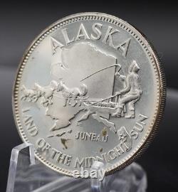 1969 ALASKA Juneau Dog Sledding sled Franklin Mint 925 Silver round C5812