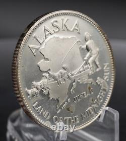 1969 ALASKA Juneau Dog Sledding sled Franklin Mint 925 Silver round C5812