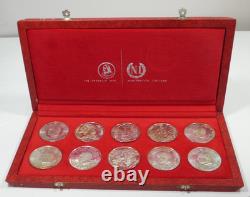 1969 Tunisia 10 Piece Dinar Set Franklin Mint. 925 Silver Coins