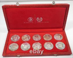 1969 Tunisia 10 Piece Dinar Set Franklin Mint. 925 Silver Coins