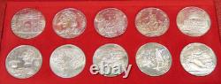 1969 Tunisia 10 Piece Dinar Set Franklin Mint. 925 Silver Coins