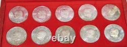 1969 Tunisia 10 Piece Dinar Set Franklin Mint. 925 Silver Coins