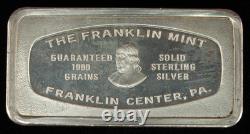 1970 Christmas Bar Franklin Mint Skating Proof. 925 Silver 2.08oz 1000 Grains