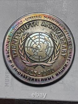 1970-FM United Nations 25Th Anniv. 925 (6oz) Metal Rainbow Toner Exceptional