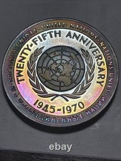 1970-FM United Nations 25Th Anniv. 925 (6oz) Metal Rainbow Toner Exceptional
