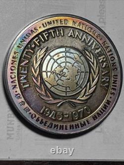 1970-FM United Nations 25Th Anniv. 925 (6oz) Metal Rainbow Toner Exceptional