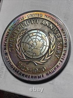 1970-FM United Nations 25Th Anniv. 925 (6oz) Metal Rainbow Toner Exceptional