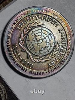 1970-FM United Nations 25Th Anniv. 925 (6oz) Metal Rainbow Toner Exceptional