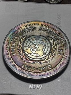 1970-FM United Nations 25Th Anniv. 925 (6oz) Metal Rainbow Toner Exceptional