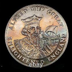 1970 Franklin Mint ALFRED THE GREAT/ PATRON OF THE CULTURE. 999 Silver Art Medal