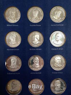 1970 Franklin Mint Treasury of Presidential Silver Set of 36 Medals M1410