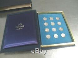 1970 Franklin Mint Treasury of Zodiac Medals Set of 12 Silver Proof with COA
