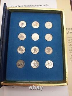 1970 Franklin Mint Treasury of Zodiac Medals Sterling Silver Mini-Coin Proof Set