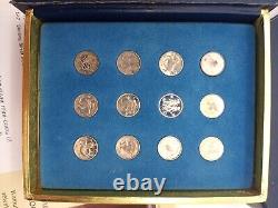 1970 Franklin Mint Treasury of Zodiac Medals Sterling Silver Mini-Coin Proof Set