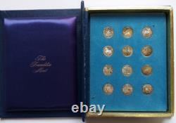1970 Franklin Mint treasury Of Zodiac Silver Medals with COA & Box (YG909)