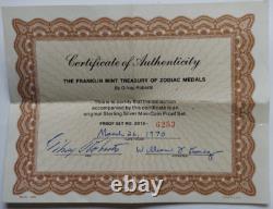 1970 Franklin Mint treasury Of Zodiac Silver Medals with COA & Box (YG909)