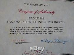 1970 Franklin mint ingots 50 silver bank bars 1000gr sterling 107.5 Troy ounces