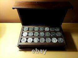 1970 Longines Symphonette Great American Triumphs 60 Coin Sterling Silver Set