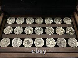 1970 Longines Symphonette Great American Triumphs 60 Coin Sterling Silver Set