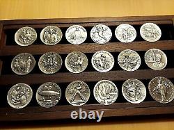 1970 Longines Symphonette Great American Triumphs 60 Coin Sterling Silver Set