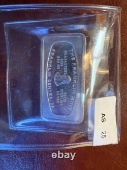 1970 Silver Franklin Mint Colorado Springs National Bank 2 Ounce 925 Bar