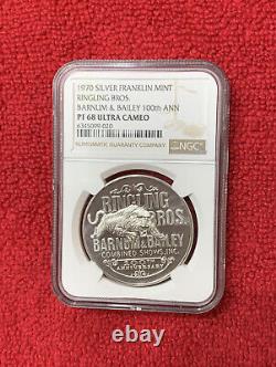 1970 Silver Franklin Mint Ringling Bros Barnum & Bailey NGC PF68UC Medal