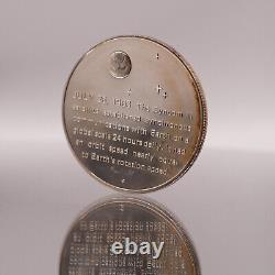 1970 Syncom II Satellite America Space Franklin Mint 925 Silver bar round C3161