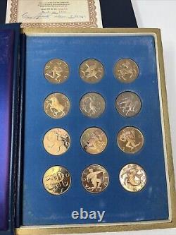 1970 The Franklin Mint Treasury Of Zodiac Sterling Silver Medals