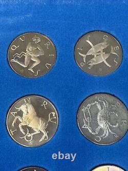 1970 The Franklin Mint Treasury Of Zodiac Sterling Silver Medals