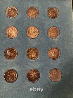 1970 The Franklin Mint Treasury Of Zodiac Sterling Silver Medals