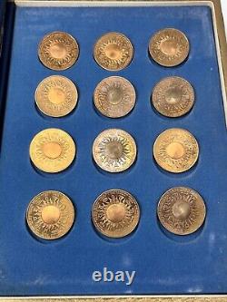 1970 The Franklin Mint Treasury Of Zodiac Sterling Silver Medals