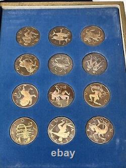 1970 The Franklin Mint Treasury Of Zodiac Sterling Silver Medals