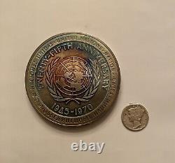 1970 United Nations 25th Ann. 5 OUNCE SILVER PROOF Sterling. 925 Commemorative