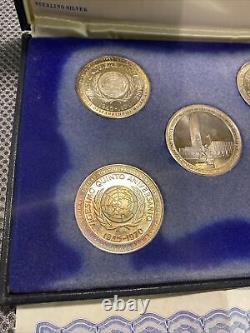 1970 United Nations 25th Anniversary, 5 Silver Medals Proof Set 1st Edition