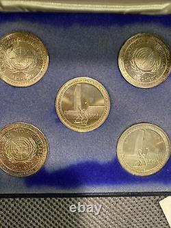 1970 United Nations 25th Anniversary, 5 Silver Medals Proof Set 1st Edition