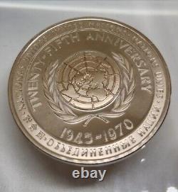 1970 United Nations 25th Anniversary Medal Coin 5oz. 925 Fine Sterling Silver