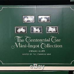 1970s FRANKLIN MINT STERLING SILVER CENTENNIAL CAR MINI INGOT COLLECTION with BOOK