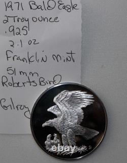 1971 BALD EAGLE Roberts Birds 2oz 925 Sterling SILVER Round Franklin Mint No. 11