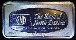 1971 Bank of Bismarck North Dakota Franklin Mint 2oz 925 Silver art bar C2922