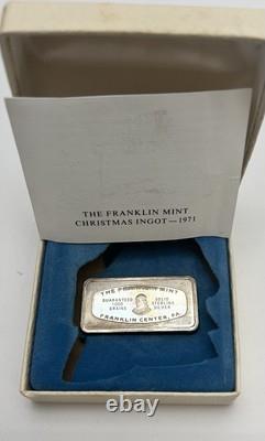 1971 Christmas Ingot Franklin Mint 1000 Grains 2.1 ozt. 925 Sterling Silver