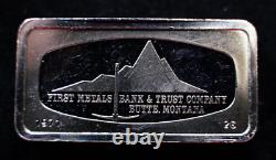 1971 FIRST METALS BANK Butte Montana Franklin Mint 2oz Silver 925 Art Bar C1438