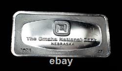 1971 FIRST OMAHA NATIONAL BANK Nebraska Franklin Mint 2oz Silver Art Bar C1439