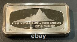 1971 Franklin Mint 1000 Grain Silver Bar Bankmarked First Metals Bank Montana
