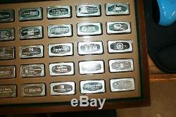 1971 Franklin Mint 50 State Bankmarked Sterling Silver Ingot Set In Wooden Case