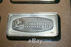 1971 Franklin Mint 50 State Bankmarked Sterling Silver Ingot Set In Wooden Case