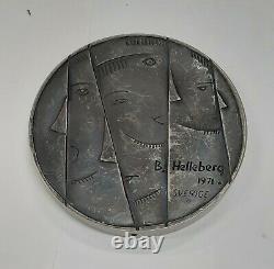 1971 Franklin Mint 6.4 Troy Ounce. 925 Silver Medal of B. Helleberg 63MM