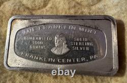 1971 Franklin Mint Christmas Sterling Silver Ingot 1000 Grain Sleigh Scene